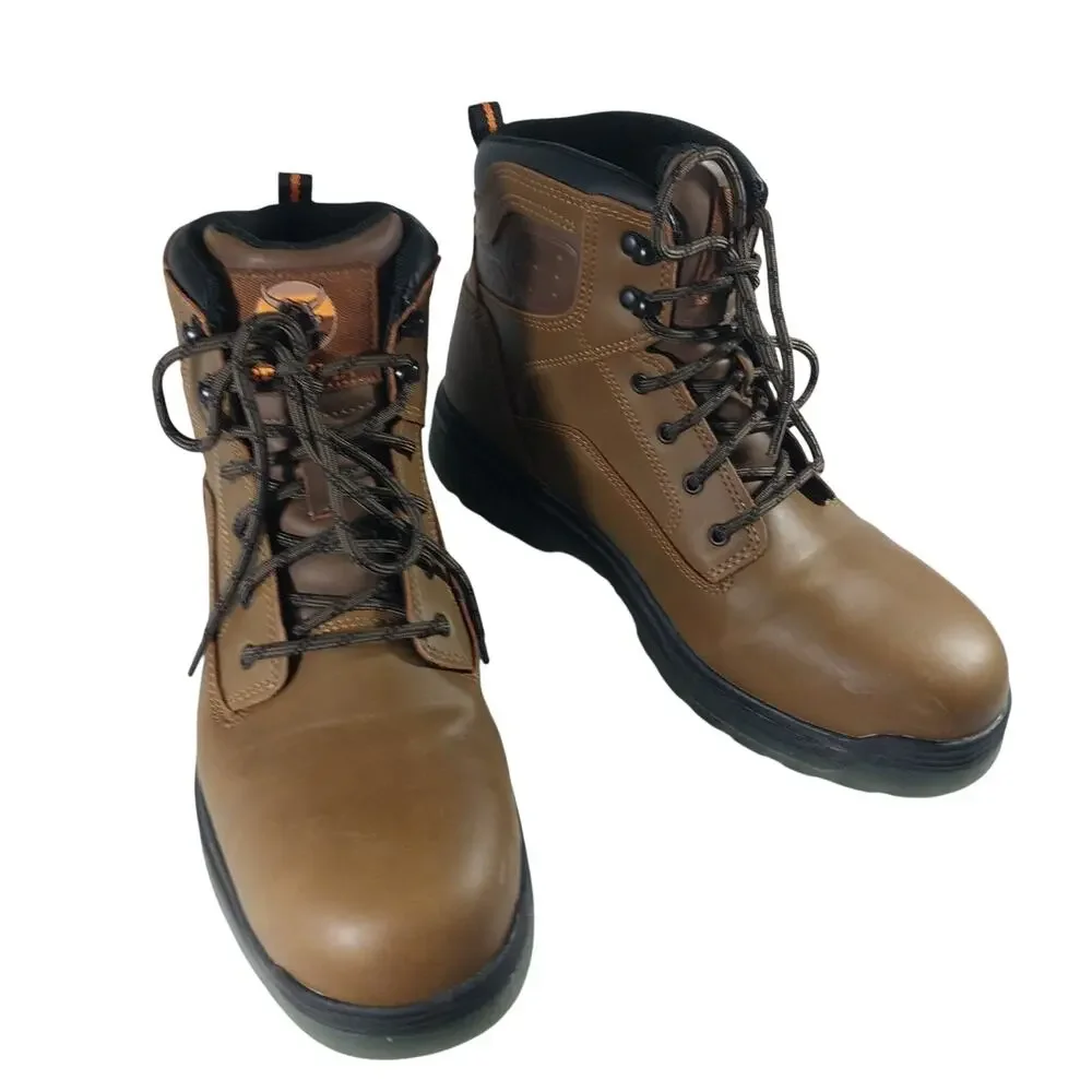 NWT! BRAHMA! COMBUSTION TAN HEAVY DUTY STEEL TOE, FLEX SOLE WORK BOOTS! SZ 10.5